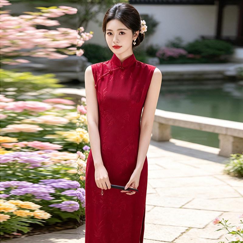 Red Sleeveless National Style New Chinese Cheongsam Improved Young 1011 New Women's High-end Engagement Toasting Dress