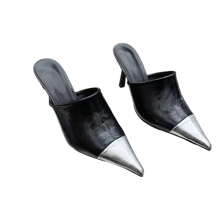 Sexy Genuine Leather Pointed-Toe Super High Heel Woman Slippers MIx Colors Stiletto Ladies Wedding Pumps Ladies Sapato Feminino