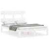 VidaXL Bed Frame with Headboard White Small Double Solid Wood 3193502