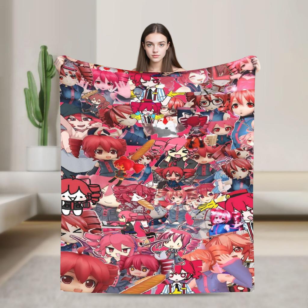 Anime Kasane Teto Flannel Printed Blanket Suitable for All Seasons Suitable for Living Room Office Sofa and Travel 180x250CM