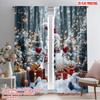 2pcs,2D Plane Printing Popular Curtain Panels Gifts and Christmas Trees (2) Durable Polyester (without Rod) Decorations For Home
