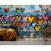 Love Heart Colorful Graffiti Mural Removable Graffiti Mural Living Room Bedroom Large Wall Decor Wallpaper