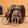 Men's Genuine Leather Retro Belt - Top Layer Cowhide, Vegetable-Tanned, Pin Buckle, Versatile for Middle-aged and Young.