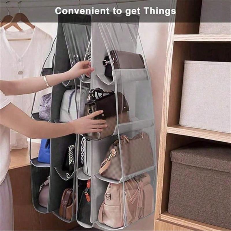 Hanging Purse Handbag Organizer Clear Hanging Shelf Bag Collection Storage Holder Purse Bag Wardrobe Closet Space Saving Organizers