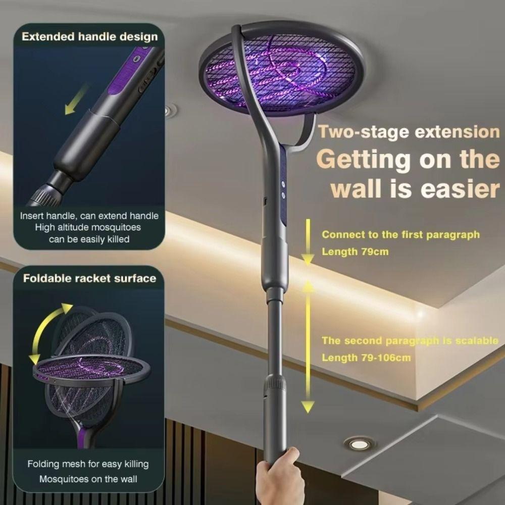 USB Rechargeable Scalable Electric Mosquito Swatter 2 In 1 Fly Swatter Trap Bug Zapper  Indoor