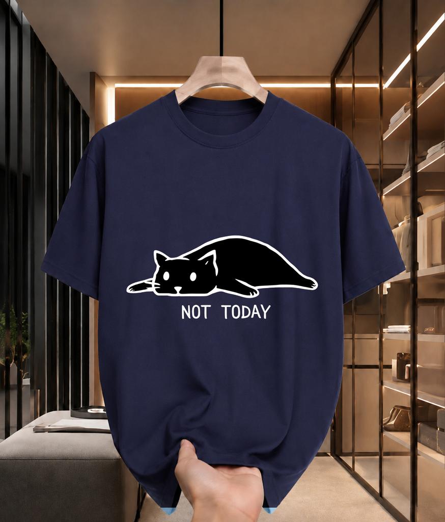 2026 New Cotton Tshirt Not Today Lazy Cat Funny Print Casual Fashion Short Sleeve Tee