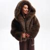 Manteaux Courts Fausse Fourrure Femme Vestes à Capuche Unies Manches Longues Bouton Épais Droits Bureau Dame Décontracté Automne Hiver