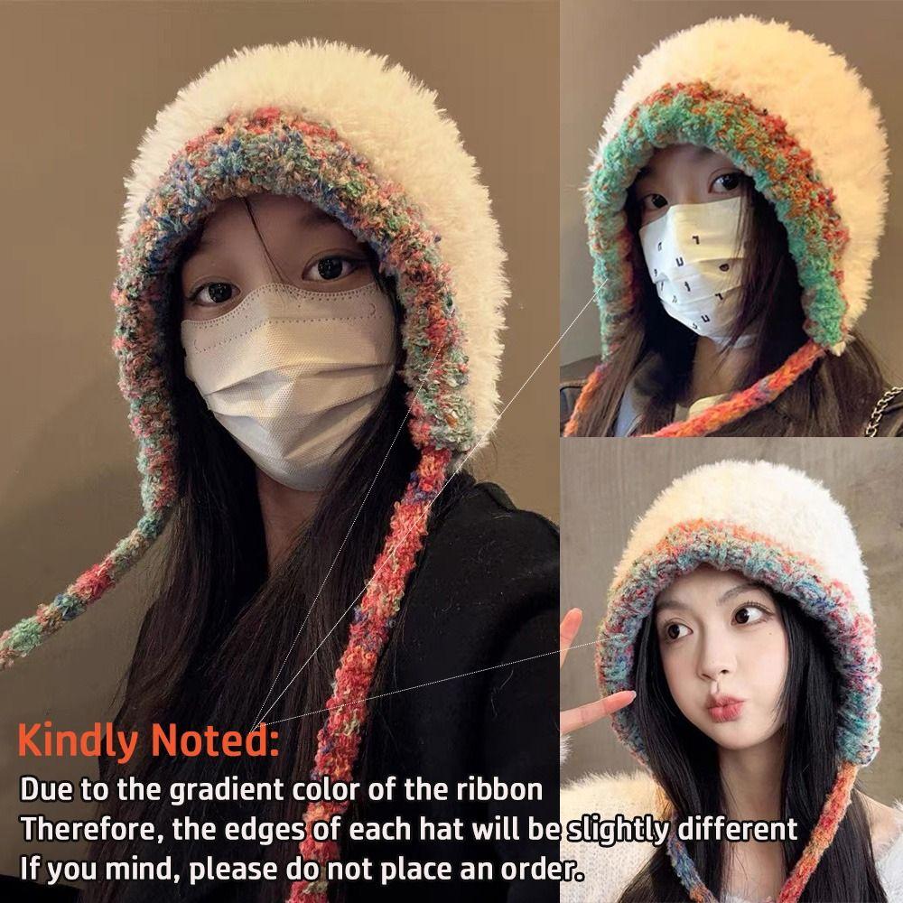 Warm Thickened Fashion Plush Hat Knitted Bonnet Caps Cute Bucket Hat  for Women Girls