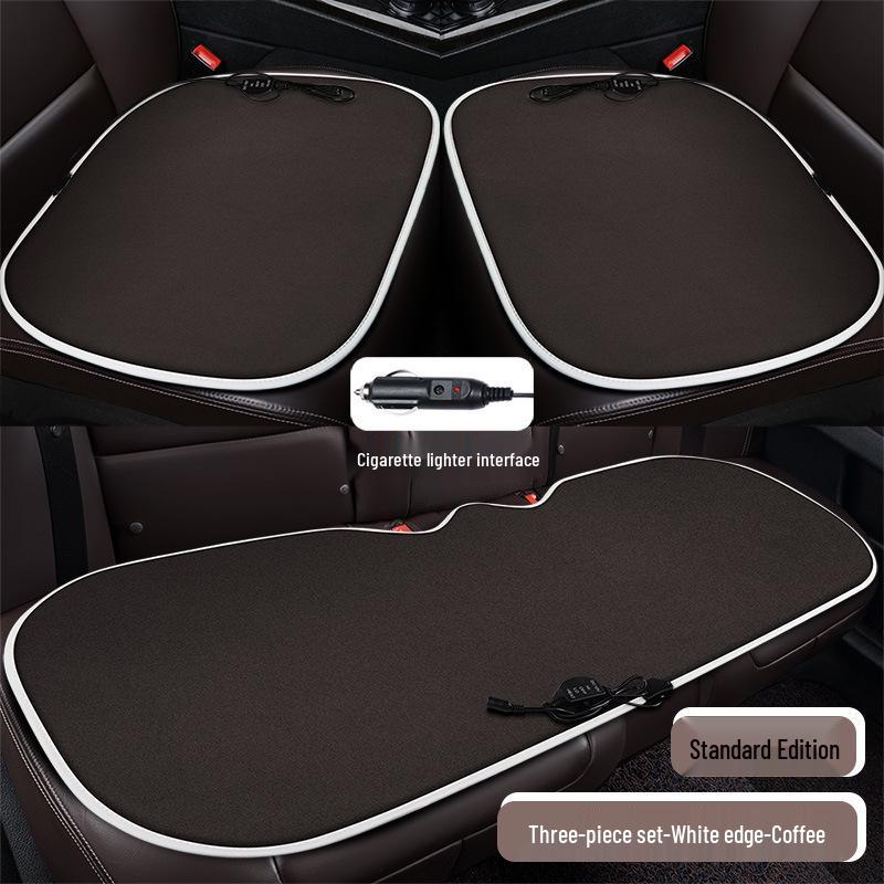 Cartoon Doll Style Heated Car Seat Cushion Set - Three Pieces for Winter Comfort