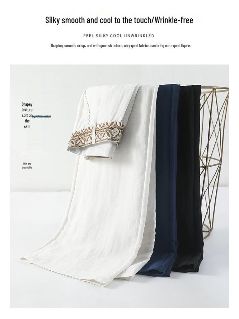Women's Summer Tencel Linen High-Waist Wide-Leg Pants