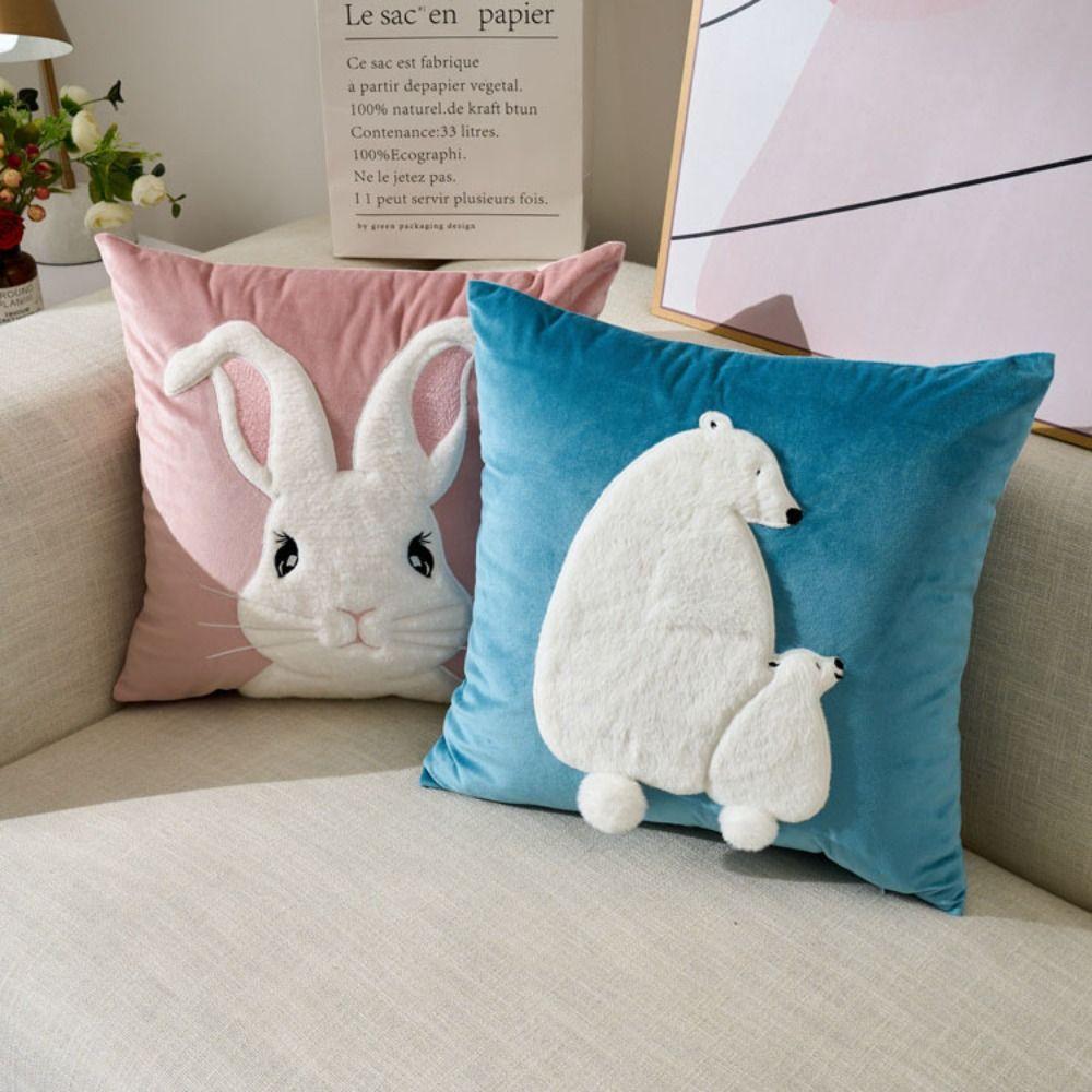 Skin Friendly Rabbit Pillowcase Plush Fabric Throw Pillows Cover Cushion Cover Home Decoration
