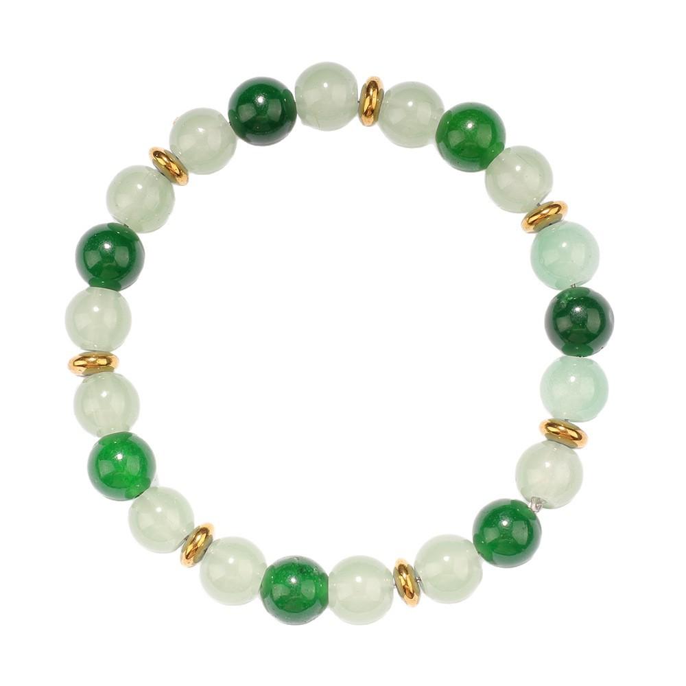 Two Tone Green Jade Beaded Bracelet With Gold Spacers Serene Fashion Jewelry For Men And Women Daily Wear Simple Versatile Accessory