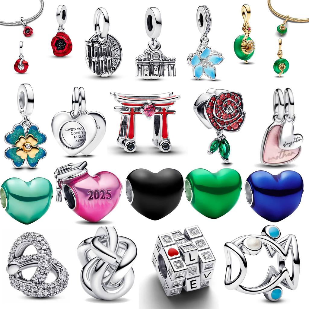 New in Flower heart landmark building Charm Beads Fit 925 Silver women Bracelet DIY Jewelry Gift