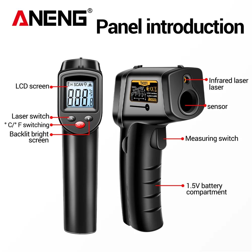 Digital Infrared Thermometer TH201 High Sensitivity Backlight Screen Laser Positioning  with High and Low Temperature Range Tools with Digital Display