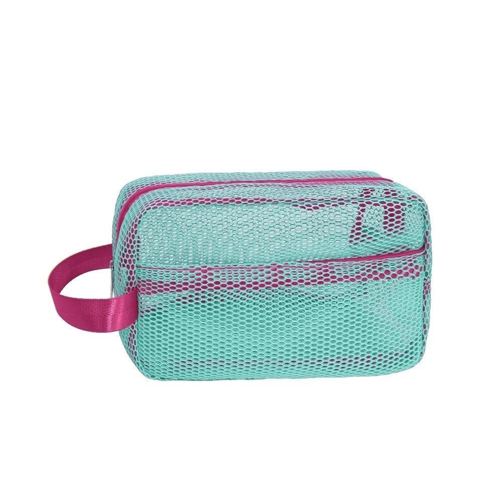 Candy Color Mesh Cosmetic Bag Large Capacity Transparent Sundries Storage Bag with Zipper Internal Pocket