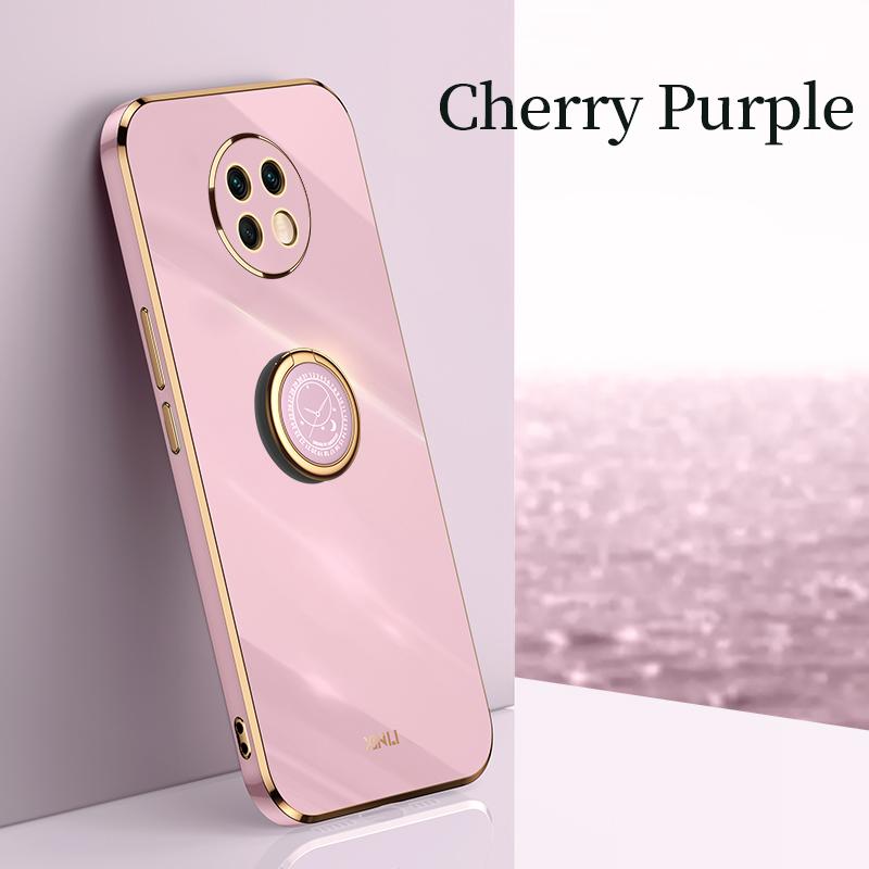 Pokovený čtvercový držák prstenu na prst pouzdro na telefon pro Xiaomi Redmi note 9T 9 T redmi9T note9 T Nfc Luxusní měkký silikonový kryt se stojánkem