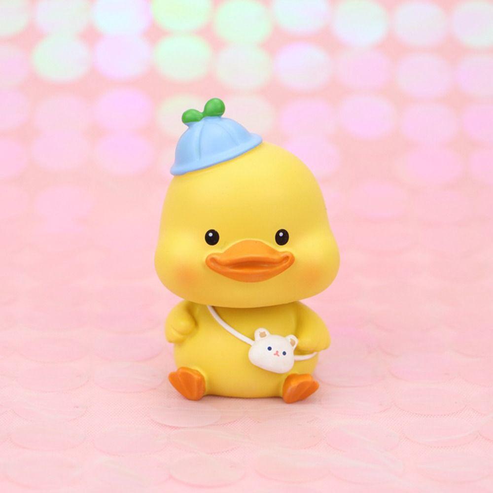 Kawaii Shake Resin Duck Figurine Exquisite lucky Duckling Doll Toy  Living Room
