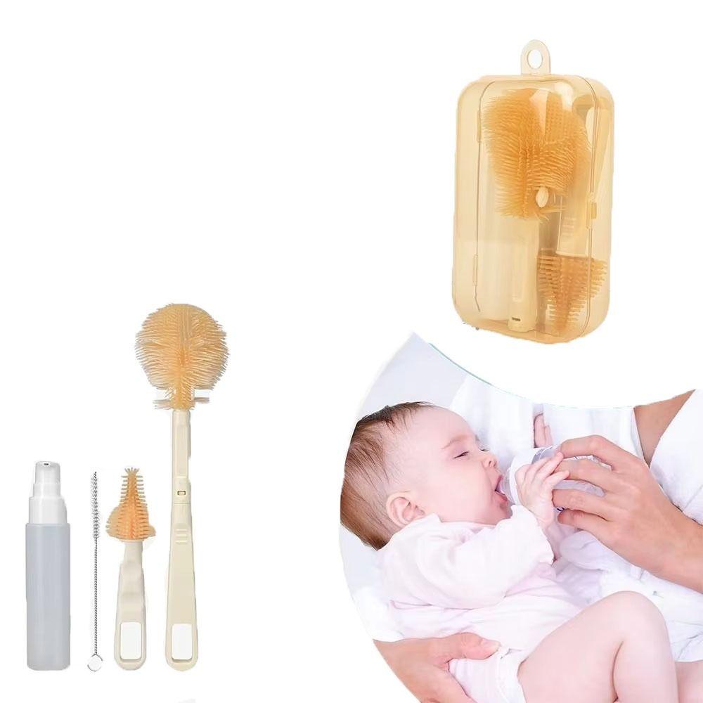 

Multipurpose Baby Bottle Brush Kit Long Handle Silicone Bottle Brush Pacifier Nipple білий