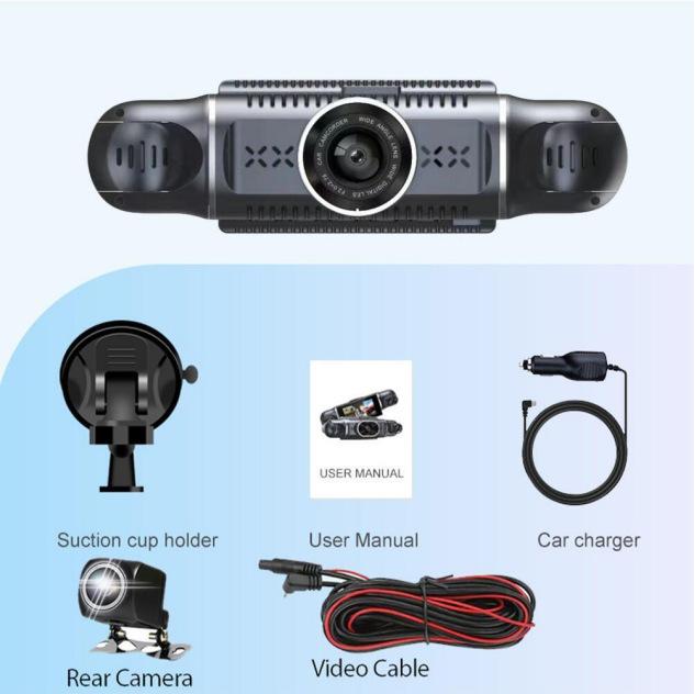 Dash Cam 4 Channels 1080p Hd Front Rear and Inner Camera Car Video Recorder Dvr Black Box Driving Record for Car