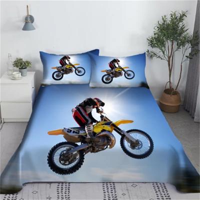 Ensemble de draps de lit de sport moto cool imprimé en 3D motocycliste polyester drap plat avec taie d'oreiller literie couvre-lit 2/3 pièces