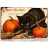 Charmante schwarze Katze und Kürbis Metall Wanddeko - Vielseitige Schmiedeeisen Dekoration für Halloween, Weihnachten und mehr -