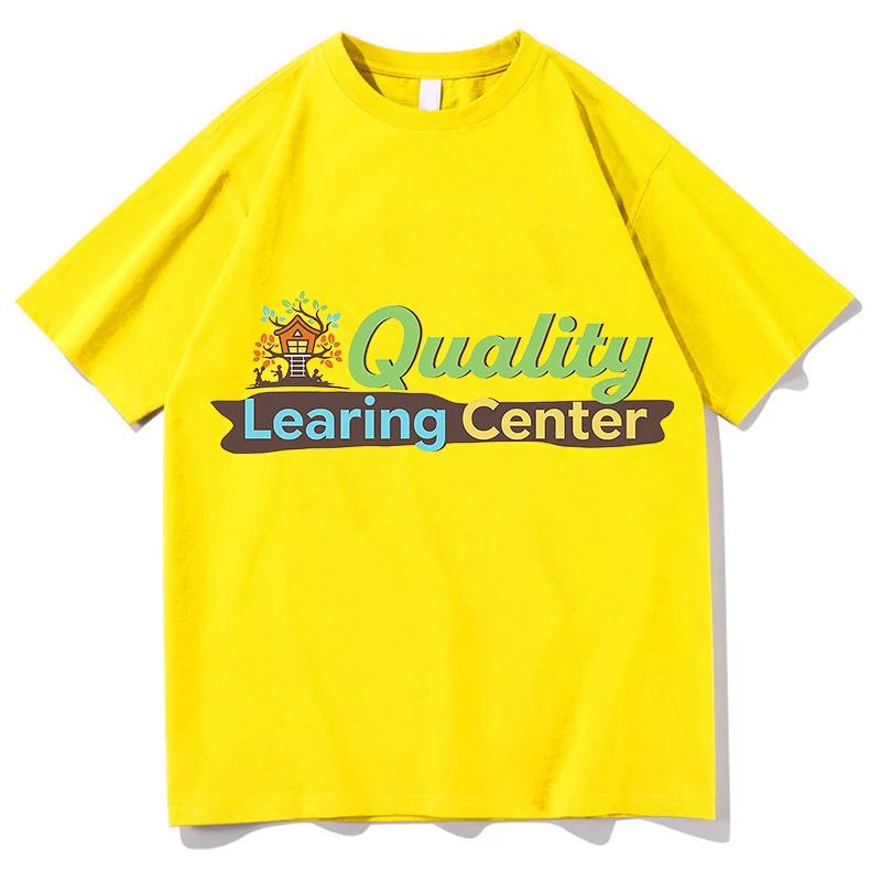 Quality Learning Center Print Tshirt Unisex Streetwear Short Sleeve Pure Cotton Loose Female Tshirts Casual Graphic TShirt Tops