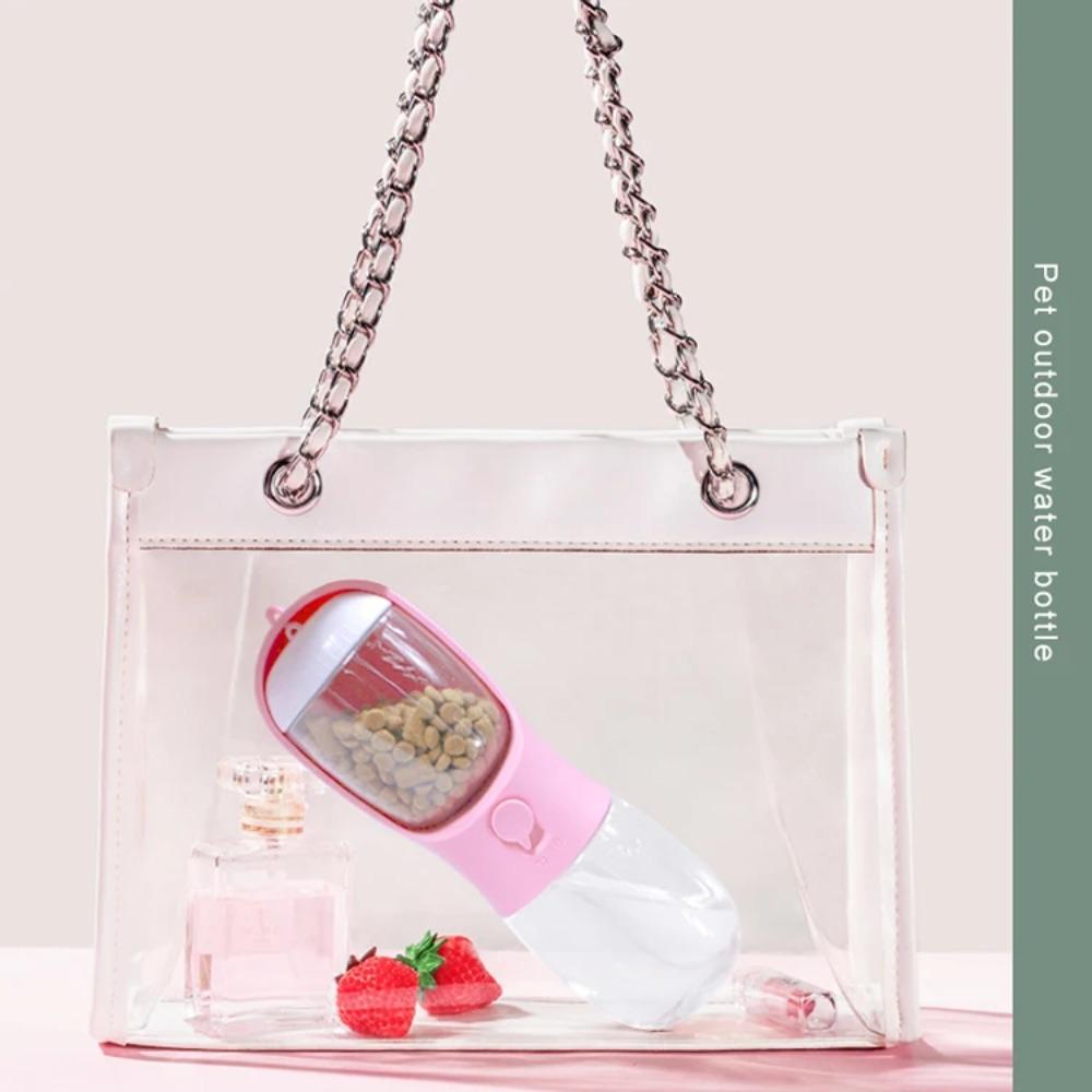 2 In 1 300ml Portable Food Grade Material Dog Cat Travel Pet Water Cup Bottle with Food Dispenser