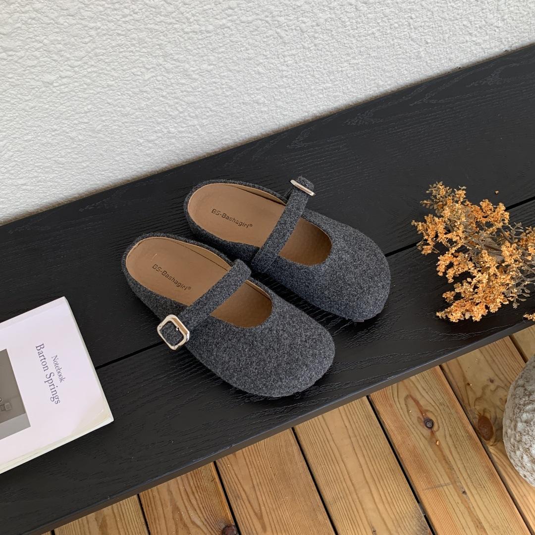 

One pedal flat-soled Birkenstocks bag head half slippers women s summer wear 2025 new autumn and winter single shoes bag head drag 39 серый