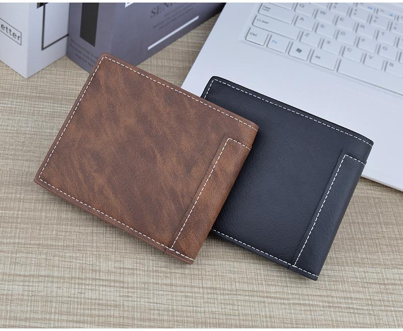 Men's Vintage Short Zipper Leather Wallet: High-End Spliced Embossed Multi-Functional Card Holder.