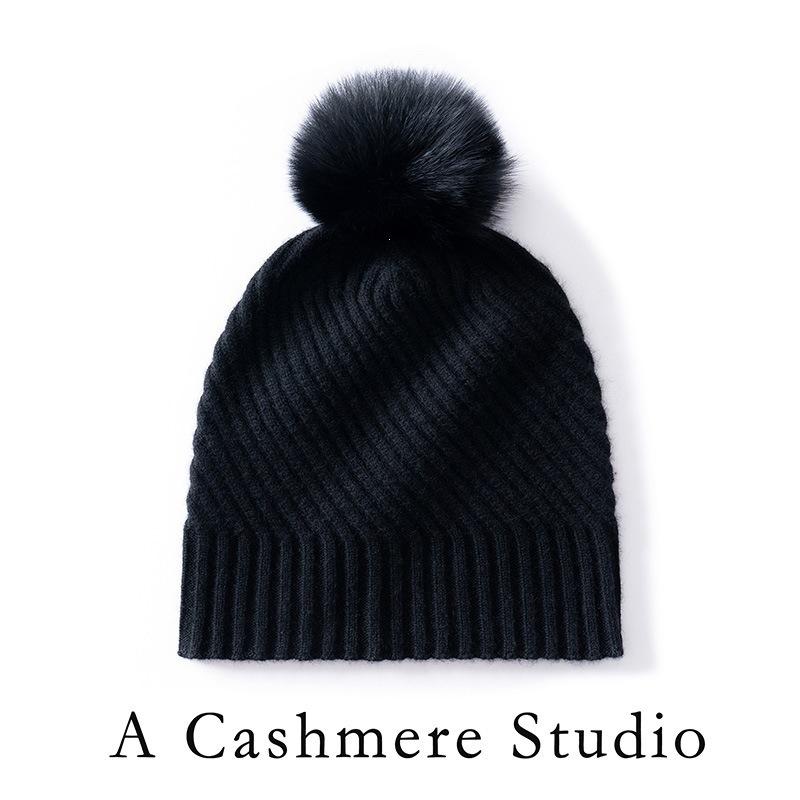 Casual Cashmere Hat Men's and Women's Hairball Hat Winter Solid Color Versatile Thickened Cold-proof Warm Knitted Hat Cold Hat
