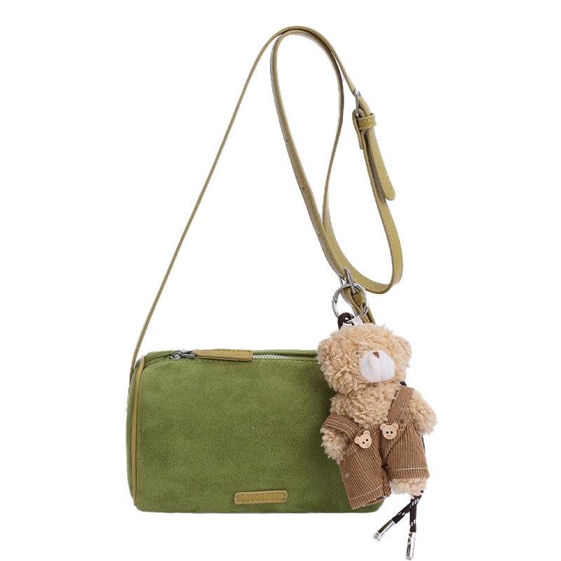 Crossbody bag women's new trendy retro suede pillow bag shoulder underarm bag cylinder handbag