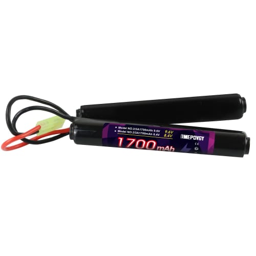 9.6V Nickel-Metal Hydride Battery, High Capacity 1700mAh, with Small Tamiya Plug, Compatible with a Wide Range of Electric Guns and Airsoft Guns