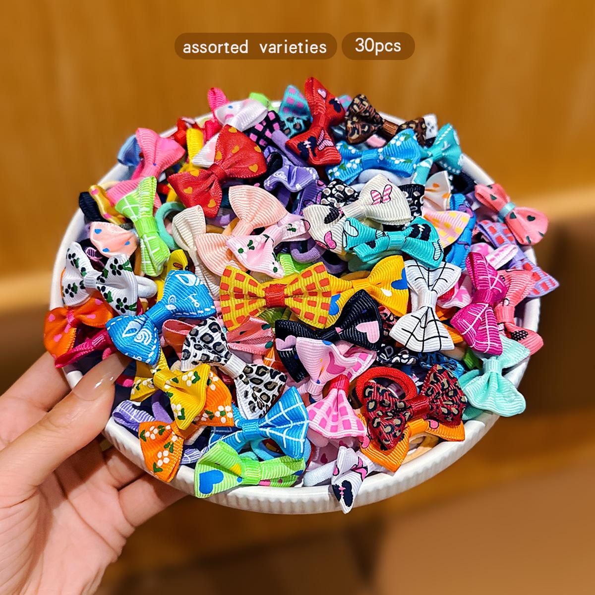

30 бантиков-повязок на голову с бабочками со случайными принтами и красочными узорами, подходящих для ежедневных причесок