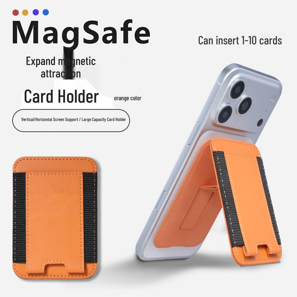 MagSafe Magnetic Card Holder Stand - Multifunctional PU Leather Universal Phone Accessory.