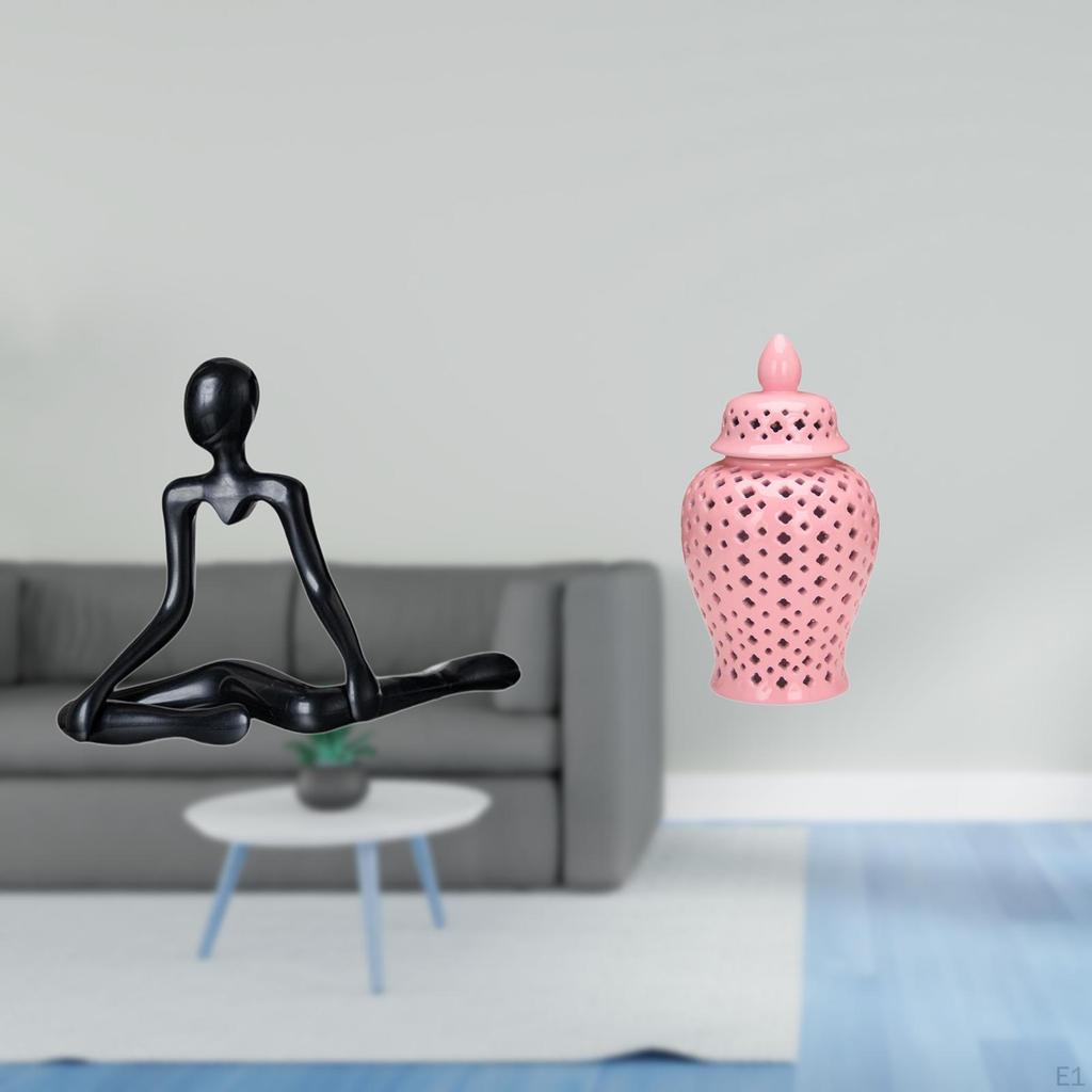 Creative Abstract Thinker Statue And Ceramic Ginger Jar Porcelain Decorative Figurine for Bedroom