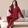 Pajamas wedding newlywed couple suit spring and autumn pure cotton red 1011 new men's and women's long sleeves festive autumn