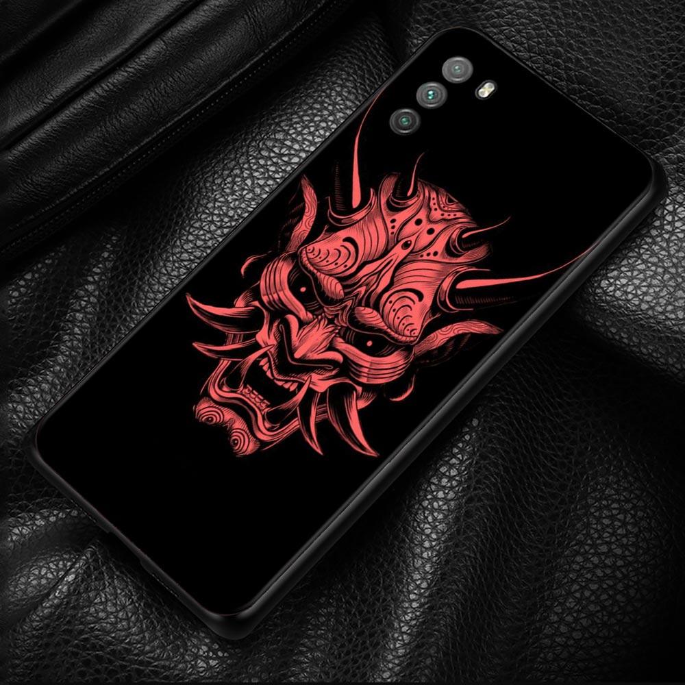 Samurai Oni Mask Case For Xiaomi Poco X3 NFC M3 M4 Pro 4G 5G F3 GT for Mi Civi 11T 10T 10 Pro 5G 11 Note 10 Lite 5G Shell