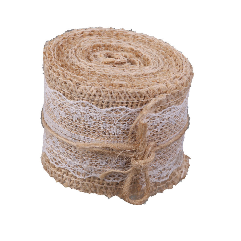 5M Vintage Natural Woven Rope Burlap Ribbon DIY Craft Wedding Party Decor 1 Roll
