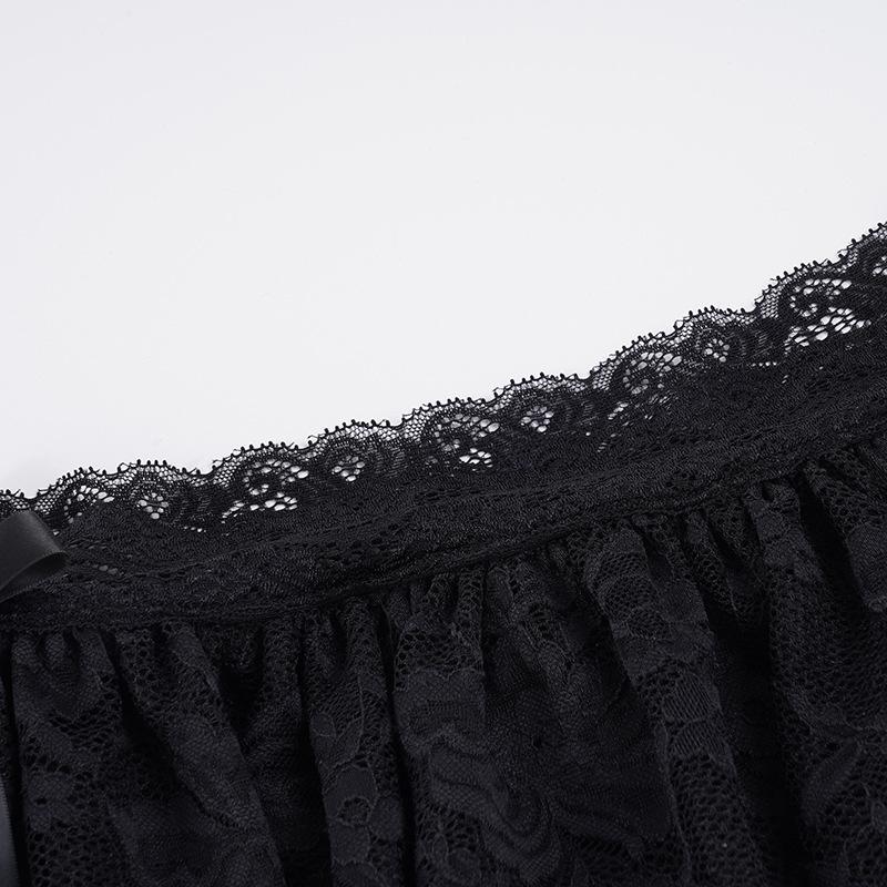 Spicy Girl Style Lace Patchwork Dark Sexy Bow Short Skirt - European & American New Arrival