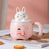 Creative Cartoon Cute Three dimensional Rabbit Ceramic Cup with Lid for Women Playing with Fun Rabbit High Looking Office Household Water Cup