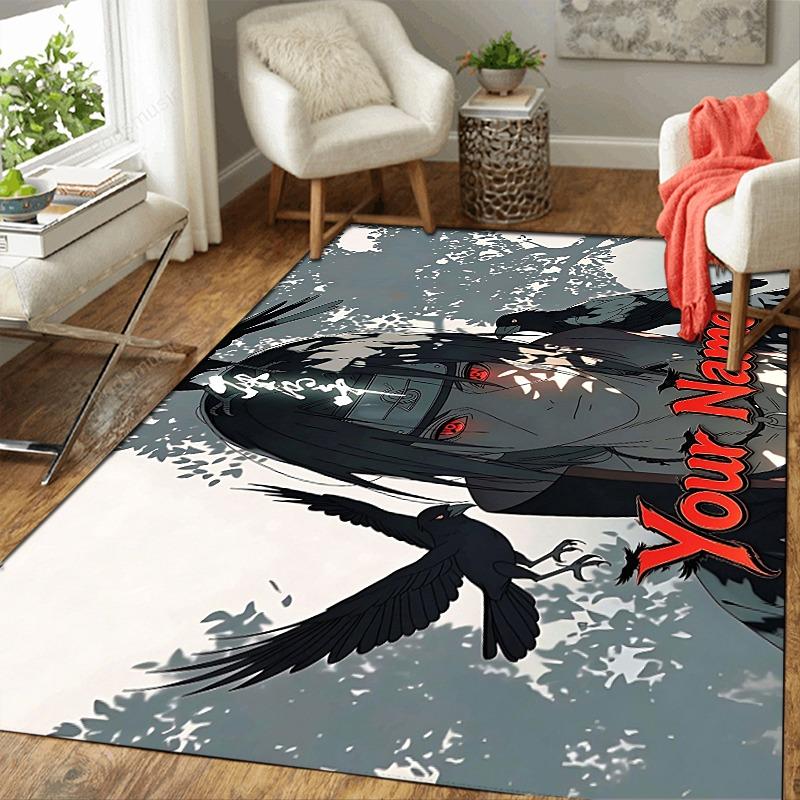 Custom 1Pc Anime Ninja Crow Custom Print Flannel Personalized Rug Non Slip Floor Mat Soft Carpet for Living Bedroom Office Home Decor Gift
