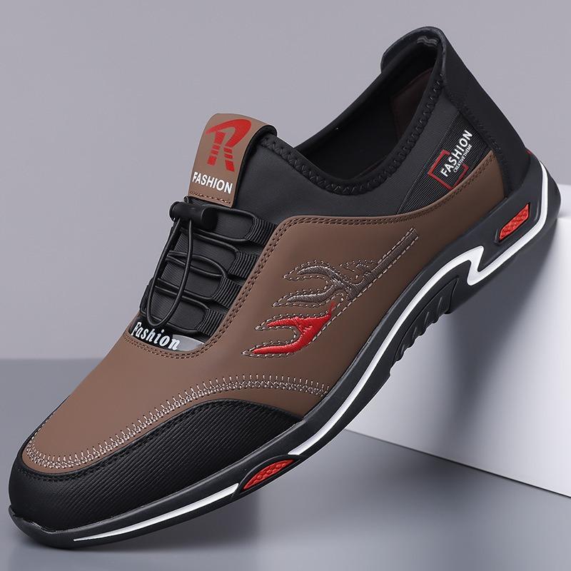 Casual men's shoes, leather shoes, men's fashion, versatile soft-soled soft-side shoes, breathable and comfortable slip-ons
