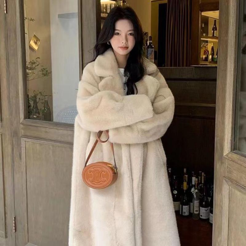 Long Winter Coat Women's Suit Collar Imitation Mink Hair 2 Maillard Fur Fur Coat Trendy Coat
