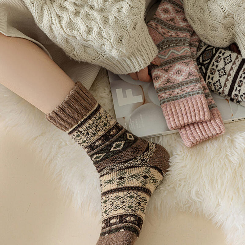 5-piece set of Monroe Winter Thick Nordic Knit Socks R289 5-piece set