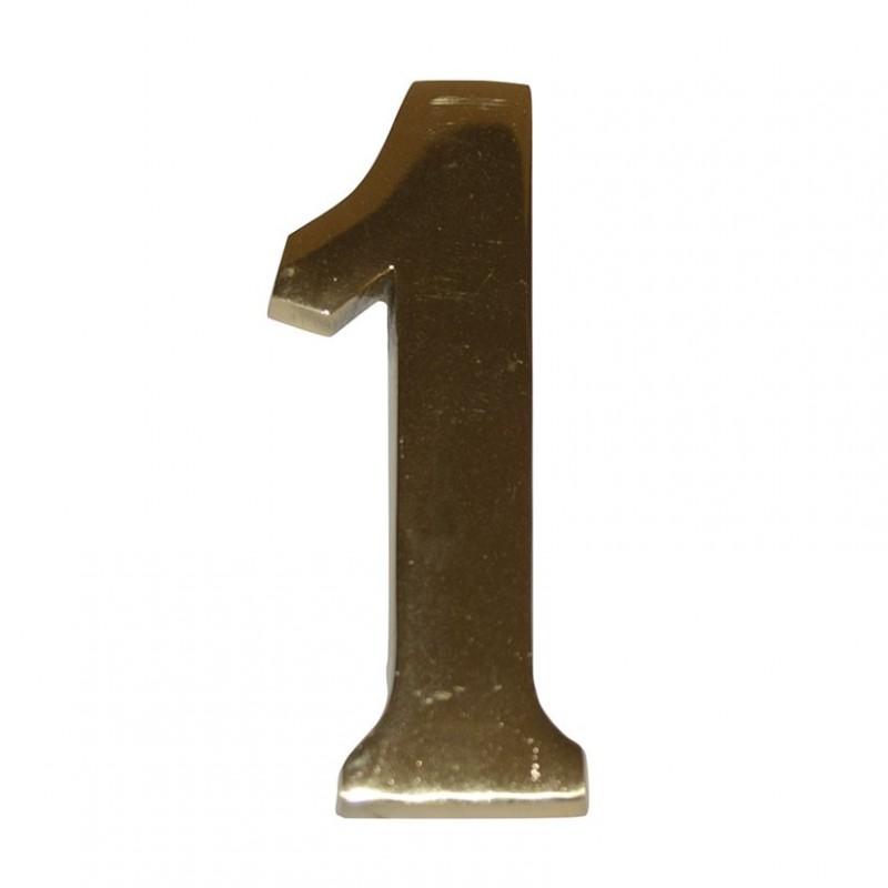 DUVER DOOR NUMBERS FROM 1 TO 9. 10cm. CHOOSE NUMBER AND FINISH. NUMBER ONE BRASS PLATED FINISH