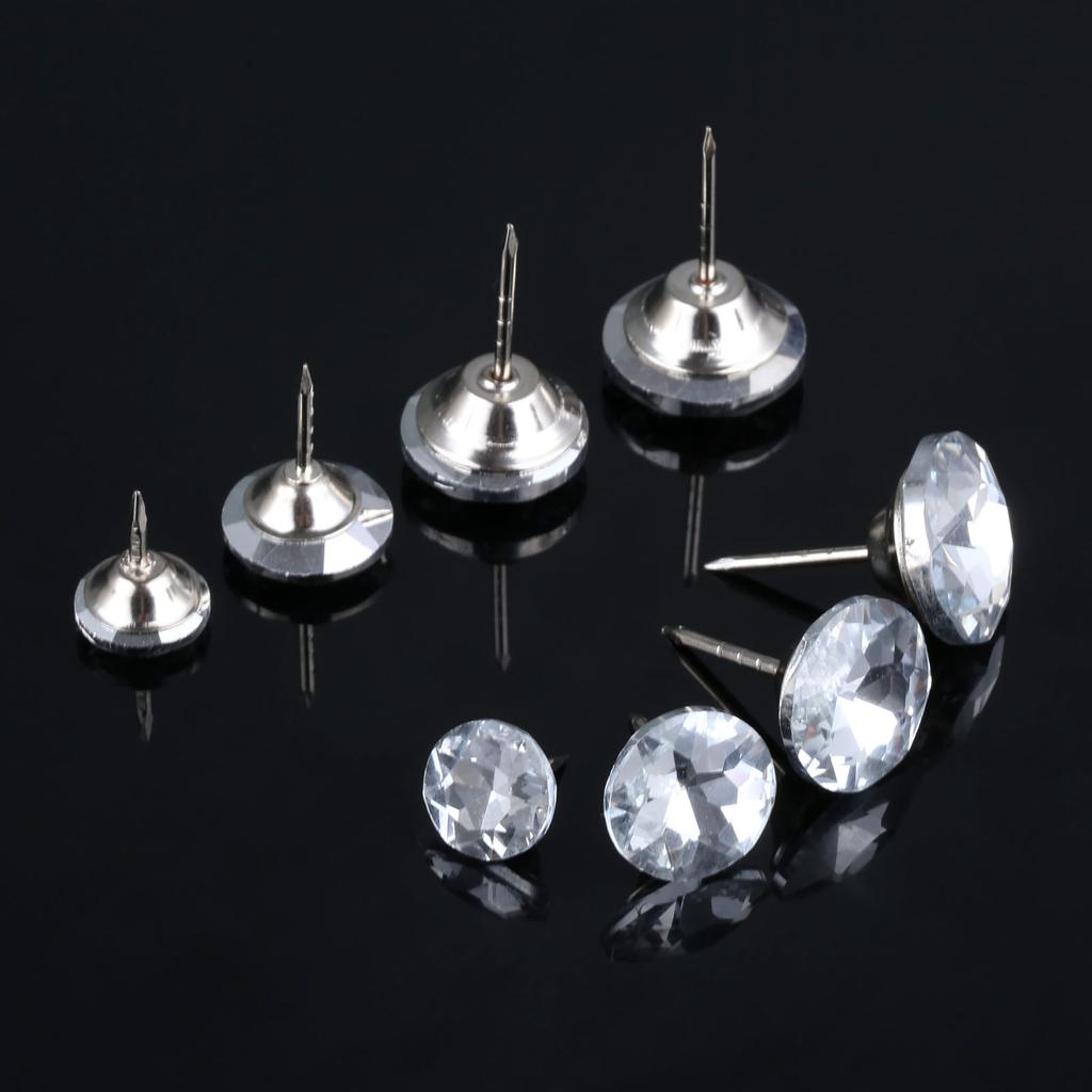DRELD 10Pcs Diamond Crystal Upholstery Nails Buttons Tacks Studs Pins 14/16/18/22mm Sofa Wall Decoration Furniture Accessory