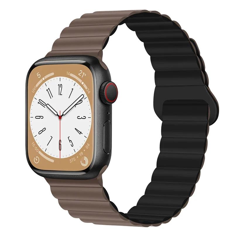 Magnetic Loop For Apple Watch Band 44mm Ultra 49mm 40mm 45-41mm Silicone Bracelet iWatch 10 9 8 7 6 5 SE For Correa Apple Watch
