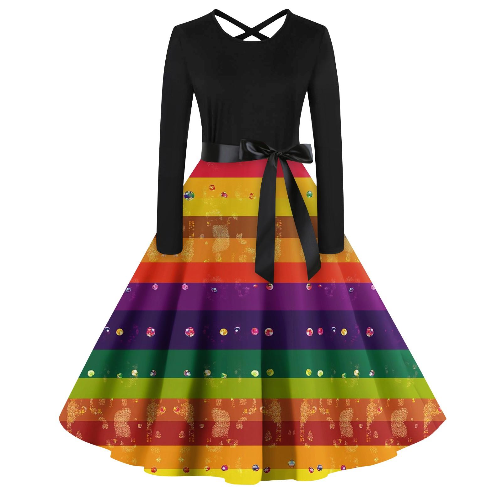 

Женский повседневный пуловер с круглым вырезом и принтом, платье с высокой талией и длинными рукавами XL жёлтый