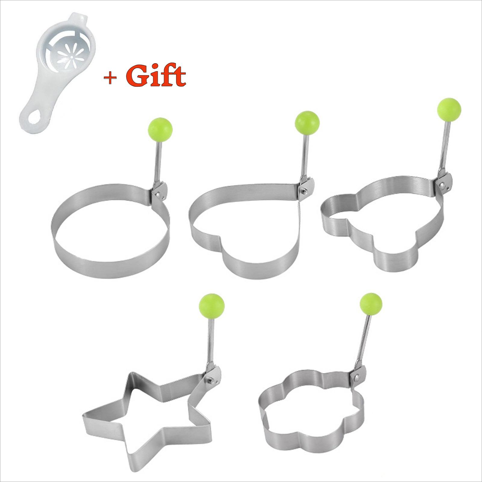 

Stainless Steel Eggs Rings Mold With Handle Round/Bear/Flower/Star and Heart Shaped Egg Mold Baking Tools Kitchen Accessories