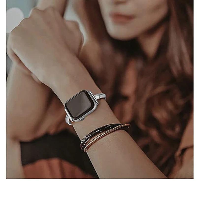 Lyxigt klockarmband för Apple Watch Series 11 10 9 8 7 6 Se 5 4 Dam Diamant Stålarmband IWatch Ultra 3 2 1 49mm 44 40 42 38MM